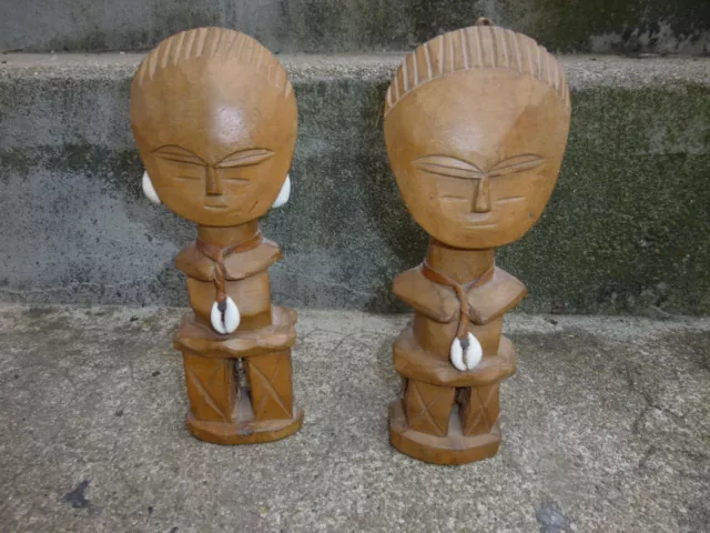 2 statue Africaine en bois sculpté Art Ethnique