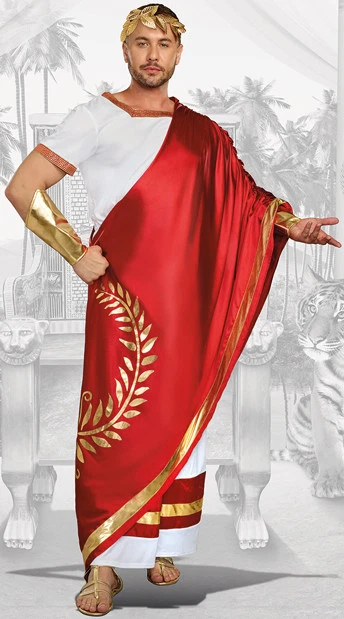 Costume Dieu Grec / Empereur Romain Adulte Homme - Toge Avec Bordure Dorée - Pour Halloween, Carnaval, Fête Déguisée