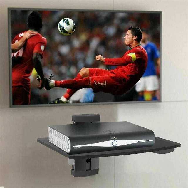 1 TIER BLACK Glass Floating Wall Mount Shelf Sky Box Game Console DVD Player New 19.90