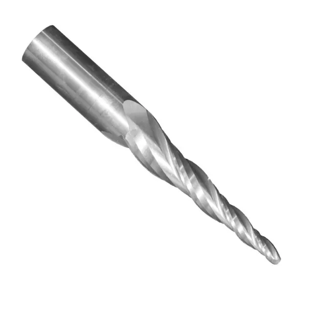 7/64" Tip x 1-1/4" LOC - (5°) Per Side HSS Tapered Ball End Mill - USA