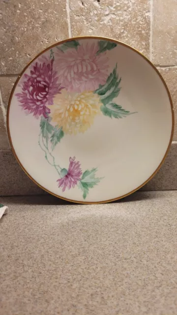 J.P. Limoges France Hand Painted Gold Gilded Floral Plate 8.5”