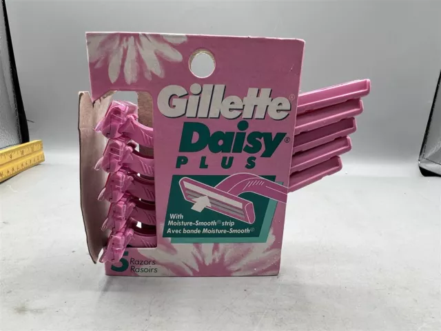 Gillette Daisy Plus 1995 paquete de 5 maquinillas de afeitar en paquete con tira lisa de humedad
