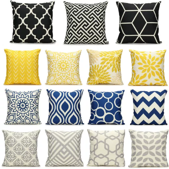 Geometric Cushion Cover Throw Waist Cotton Linen Pillow Case Home Sofa Car Decor