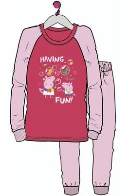 Peppa Pig Girls Pink "Having Fun" Pyjamas Pjs Sleepwear Age 2 3 4 5 Years