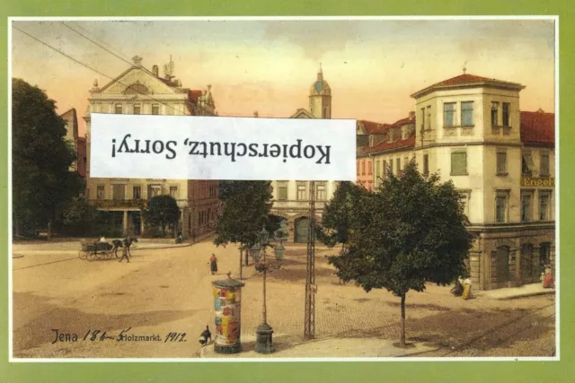 "Historische Postkarte"- Jena Holzmarkt mit Blick zur Stadtkirche um 1907