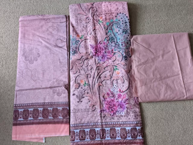 3 Piece Unstitched Cotton Embroidered Indian Pakistani Salwar Kameez Suit