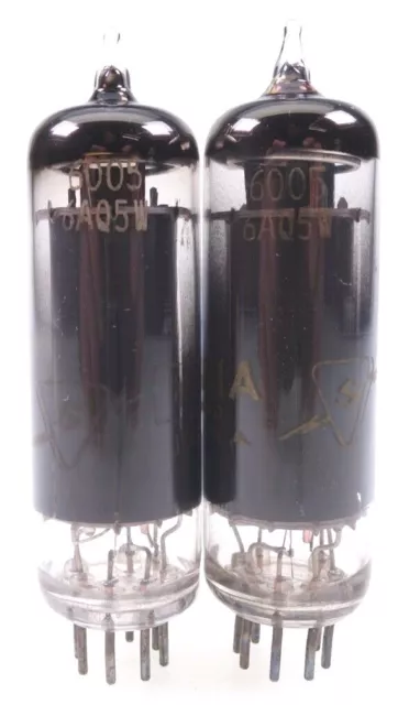 2x 6005 = 6AQ5W = EL90 Sylvania matched pair GOLD BRAND Radio Röhre tube >100%