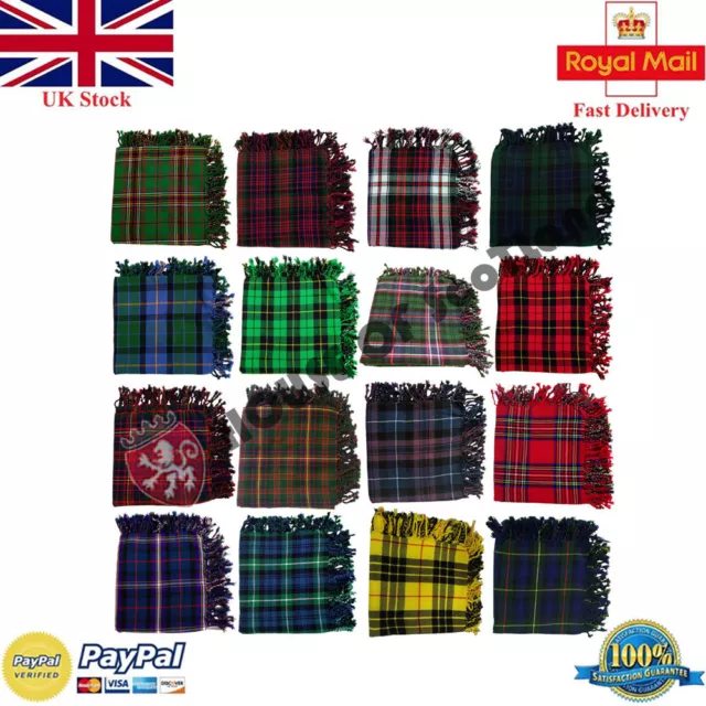 Scottish Kilt Fly Plaid 48" X 48" Various Acrylic Wool Tartans Piper Fly Plaids