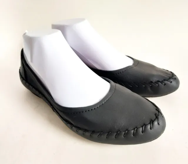 Born Women's Shoes Black Leather Yara Flats Size US 7.5 EU 38.5 Ballet Slip On