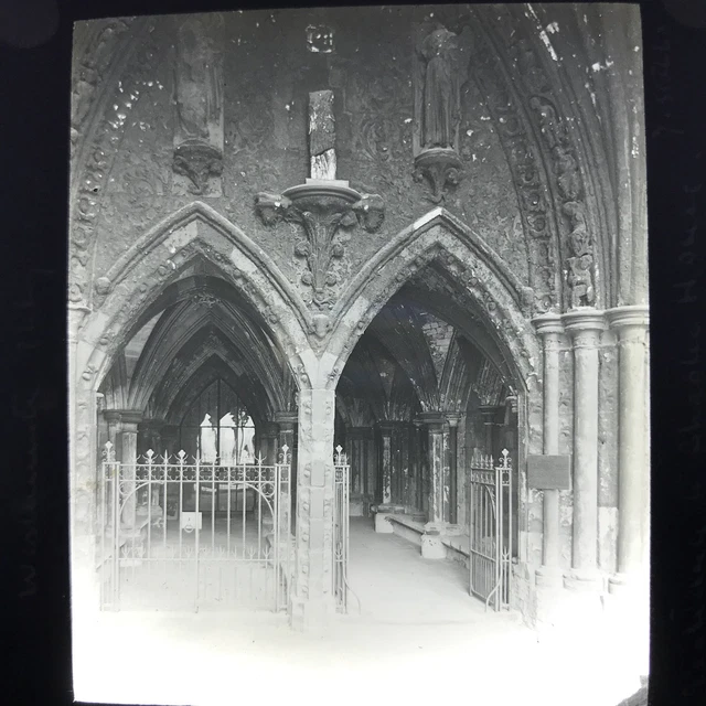 Antique Magic Lantern Glass Slide Photo Westminster Abbey Chapel House