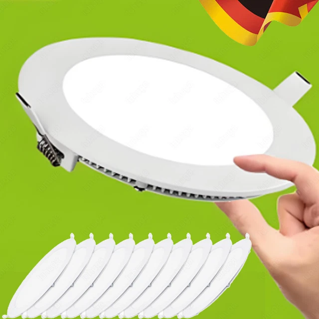 Panneau LED Ultraplat Encastrable Rond Ou Carré - Puissance 3W à 24W - Couleur Blanc Chaud, Froid Ou Neutre - Neuf