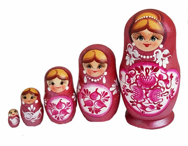 Winterworm - Lot de 7 Poupées Russes Nesting Dolls Matryoshka en Bois avec Motifs Baies et Fleurs