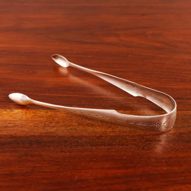 Issac Hutton Nyc Coin Silver Sugar, Ice Tongs Bright Cut 1780-90S Monogram Wvw