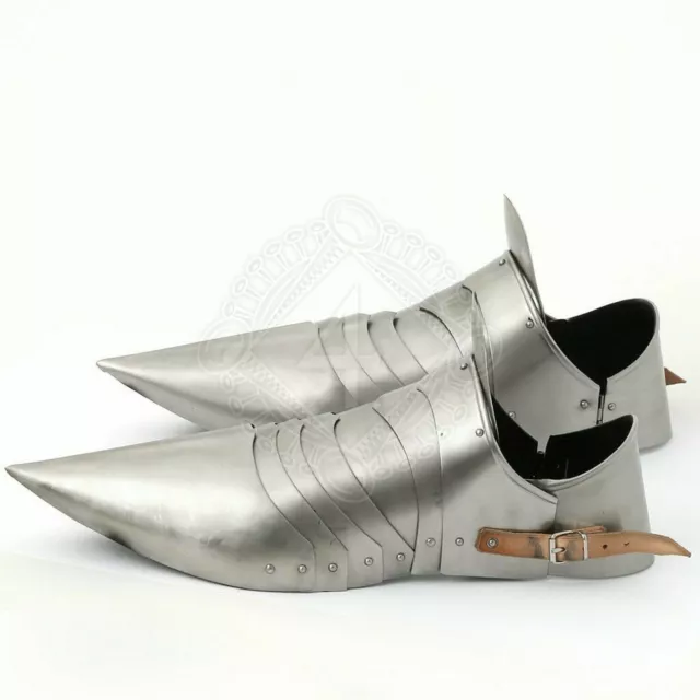 Armadura de sabatones medievales, par de zapatos, zapatos de armadura de...