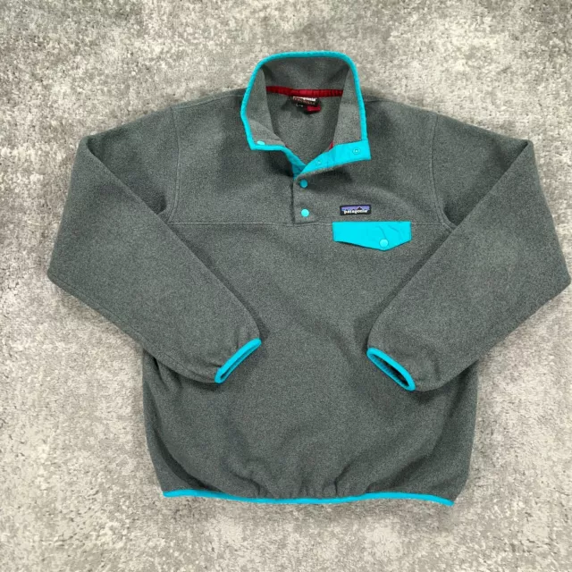 Patagonia Jacket Mens Medium Grey Green Synchilla Snap T Fleece Pullover Hiking