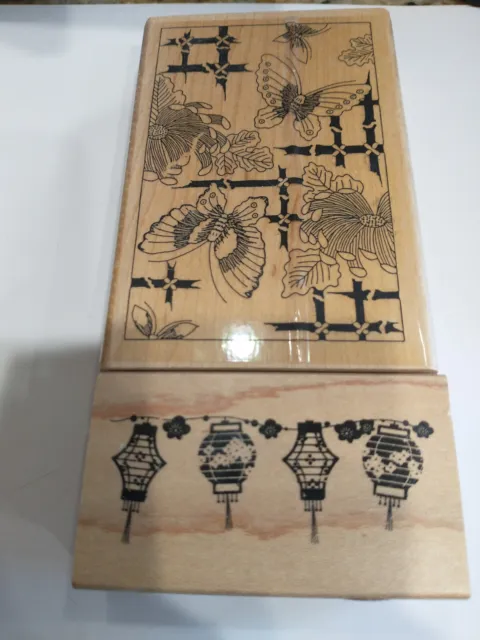 Custer's Last Stamp - Butterflies and Bamboo and Inkadinkado Asian Lanterns