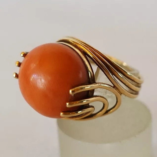 großer Korallen Ring 585 Gold Goldring coral Koralle Ring / CU 212(50)