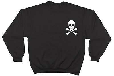 Skull and Crossbones Pocket Design Gothic Unisex Mens Womens Jumper Sweatshirt
