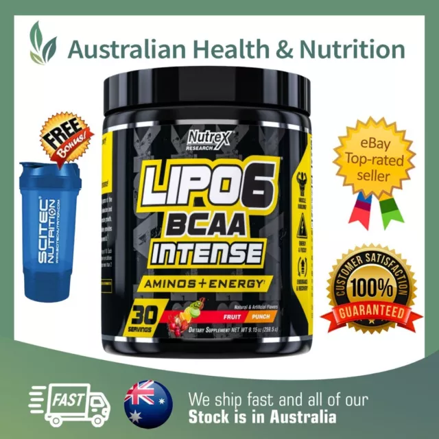 Nutrex Research Lipo 6 Bcaa Intense 30 Serve + Free Same Day Shipping & Shaker