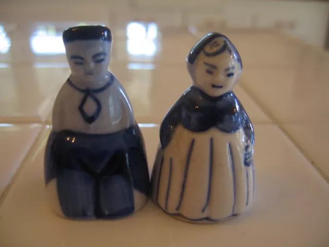 Cute Miniature Holland Delft Blue And White Dutch Man And Lady