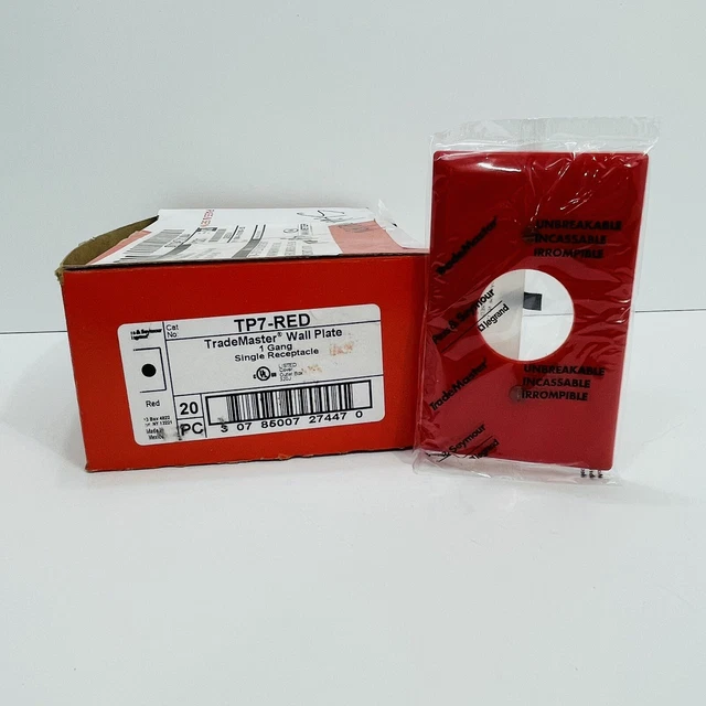 Qty 14 Pass & Seymour TP7 Red TradeMaster 1-Gang Single Receptacle Wall Plates