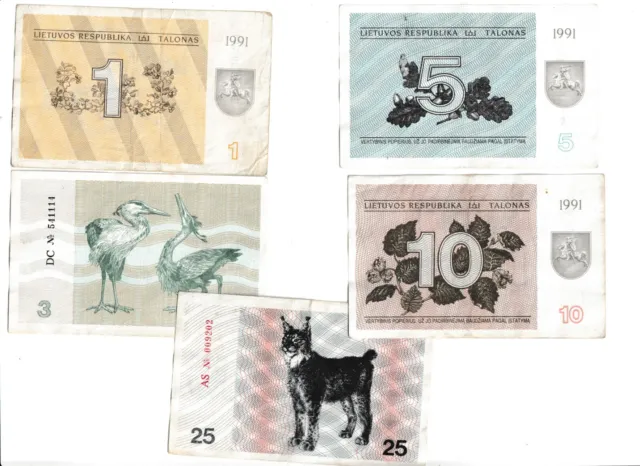 Lithuania  Five  Notes  1991