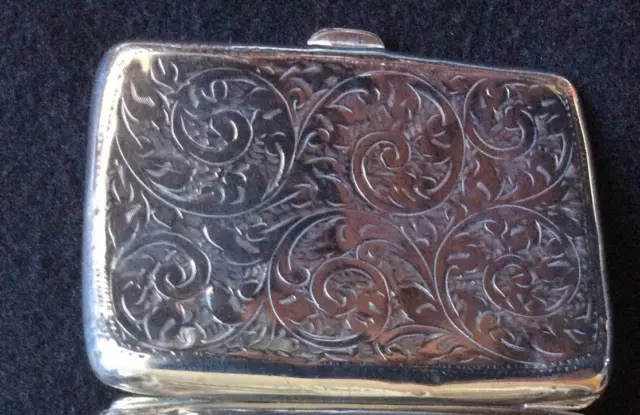 Antique Art Nouveau Solid Silver Cigarette Case Birmingham 1917