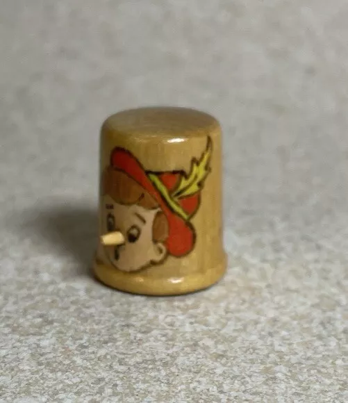 PINOCCHIO THIMBLE COLLECTABLE Wooden Nose Hand Painted DISNEY VINTAGE