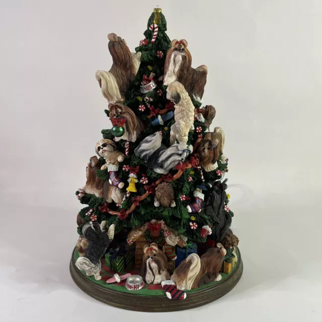 Vintage Danbury Mint Dog Shih Tzu Christmas Tree Sculpture Novelty Shelf Art 12”