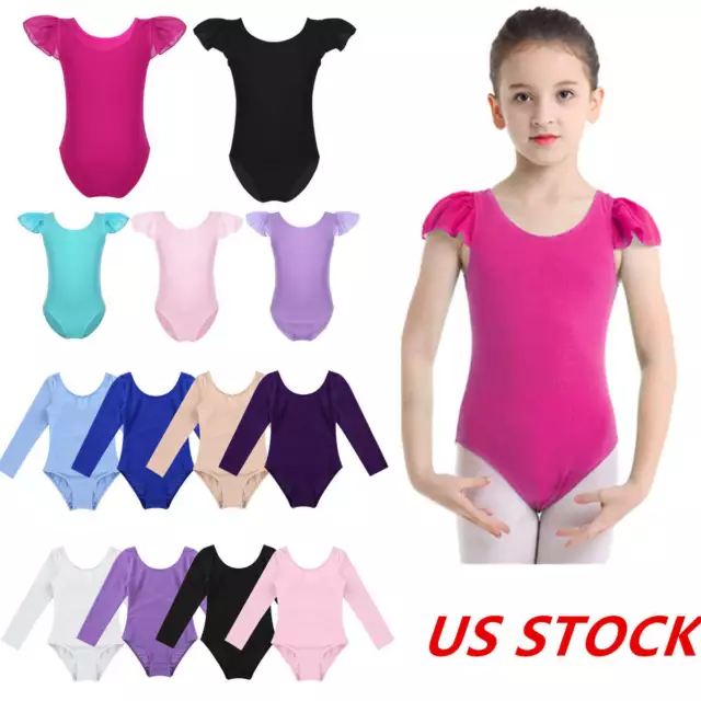 Girls Gymnastics Ballet Kids Leotard Dance Ballerina Stretchy Costume US STOCK!