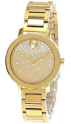 Movado Bold Evolution Crystal Accent 34MM Gold Dial Women's Watch 3600705