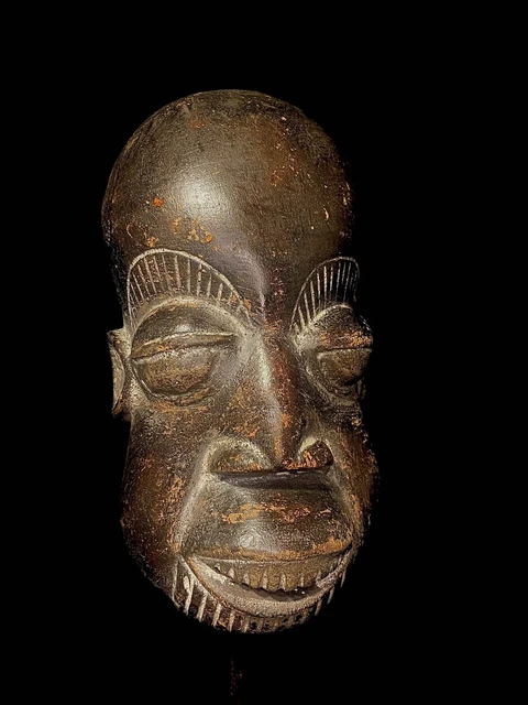 African Tribal Face Mask Wood Hand Carved Wall Mounted , African DAN Masks-5215