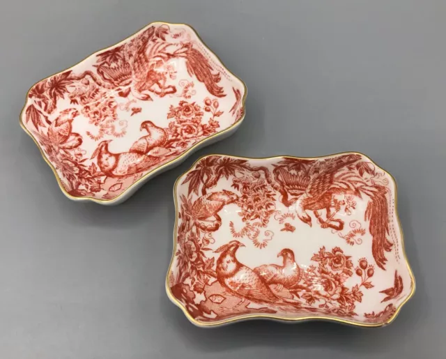 Two Royal Crown Derby 'Red Aves' Trinket Dishes