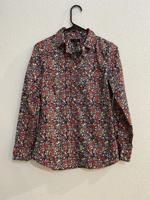 J. Crew Button Up Shirt Size XS Novelty Floral Multicolor Womens Long Sleeve Top