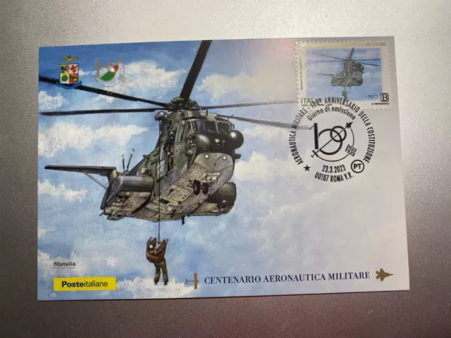 2023 Cartolina Filatelica 100° Aeronautica Militare Elicottero Sikorsky