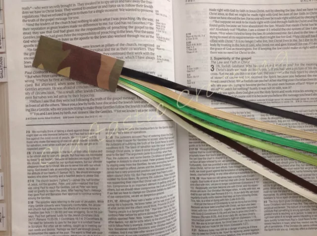 CAMOUFLAGE bookmark ribbons Bible study hymnal journal, multi page book mark