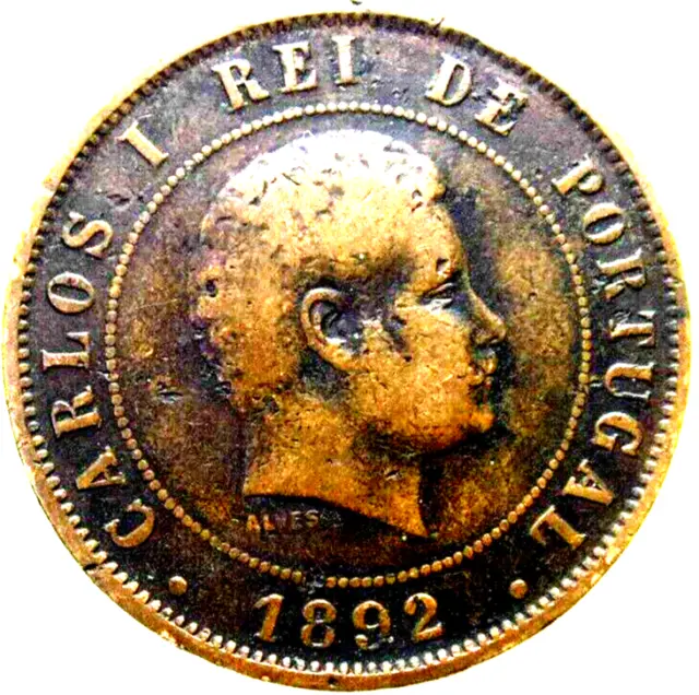 Portugal Coin, 20 Reis 1892, Carlos I