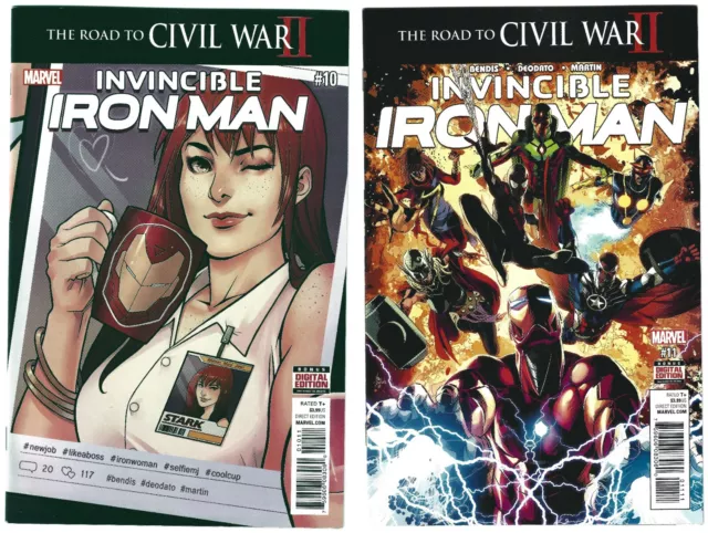 Invincible Iron Man Vol 2 (2015 Marvel) #10, 11 2nd App Riri Williams 1st Prints