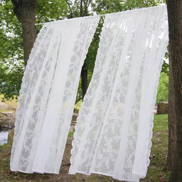 White Lace Window Curtain Living Room Bedroom Tulle Sheer Curtain Home Decor DIY