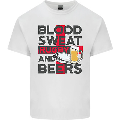 BLOOD Sweat Rugby e birre Inghilterra Divertente Uomo Cotone T-Shirt Tee Top