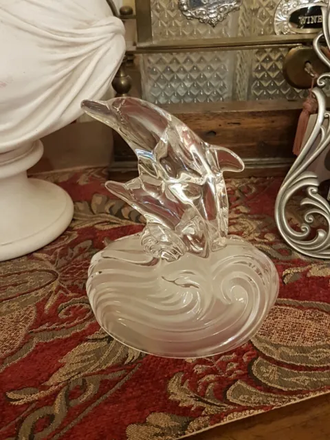 Vintage RCR Royal Crystal Rock Italian Art Glass Figurine - Dolphins