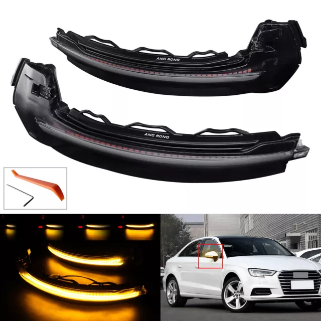 Pour Audi A3 8V S3 RS3 2012+ Dynamique LED Rétroviseur Clignotant Lentille Noir