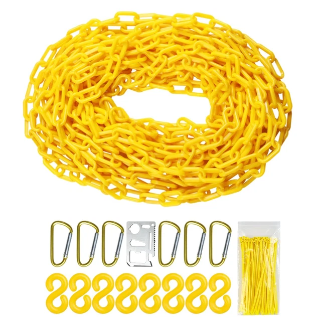 Yellow Plastic Chain - 32 50 65 Feet Plastic Safety Barrier Chain for Crowd Cont
