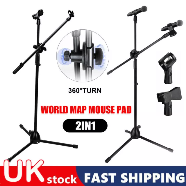 Professional Boom Microphone Mic Stand Holder Adjustable With Free Clips New