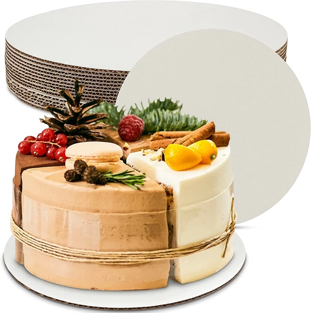 MT Products 12" White Corrugated Round Cake Boards - 15 Pieces