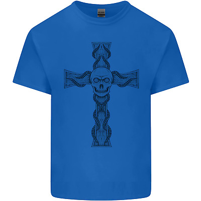 Un Gotico Teschio E TENTACOLI su una Croce da Uomo Cotone T-Shirt Tee Top 2