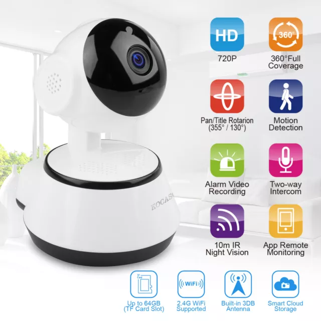 Wireless 720P Pan Tilt Network Home CCTV IP Camera IR Night Vision WiFi Webcam