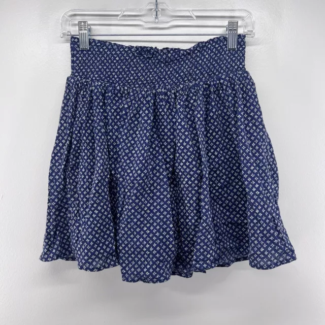 Old Navy Skirt Womens Small Blue Cream AOP Pull On Elastic Waist Short