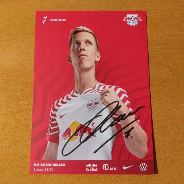 Drucksignierte Autogrammkarte Dani Olmo RB Leipzig Saison 23/24