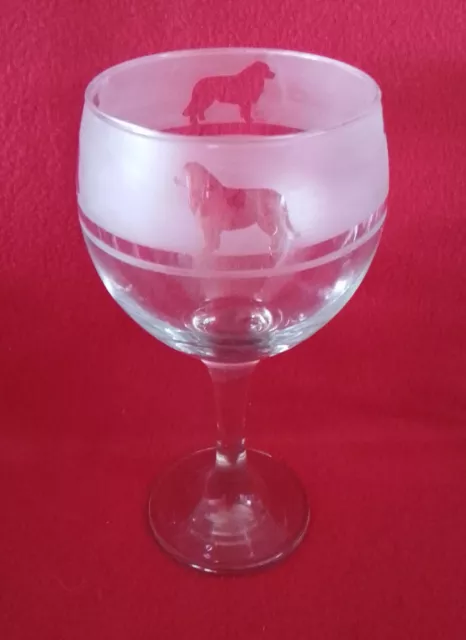 Hand Etched Gin glass Balloon, Great Pyrenees mountain dog, pyrenean, pyr, gift